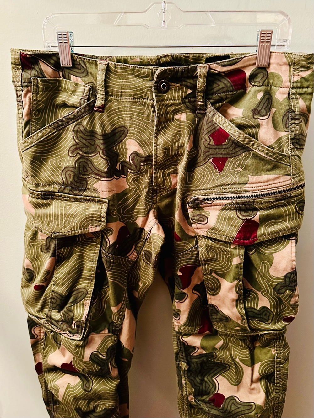 G-Star Raw Rovic 3D Zip Olive Beige Camouflage Cargo Pants Waist 33” Inseam 32” - Picture 2 of 9